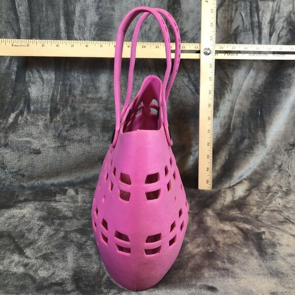 Waterproof Rubber Tote Woman's Medium Size Pink Bag For Women - Picture 4 of 5